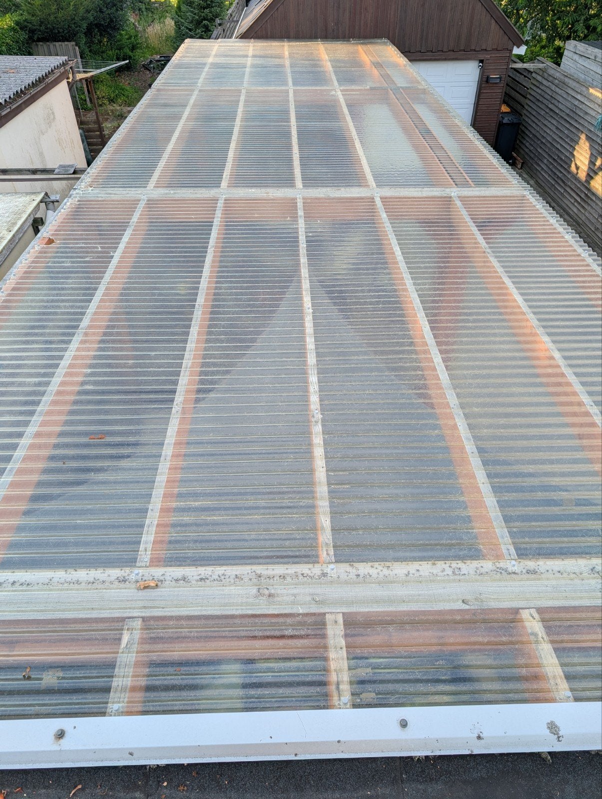 Polycarbonaat Helder Golfplaat Dak 4 x 12.5 m. incl bevestig, Doe-het-zelf en Verbouw, Platen en Panelen, Ophalen, Gebruikt, Overige materialen