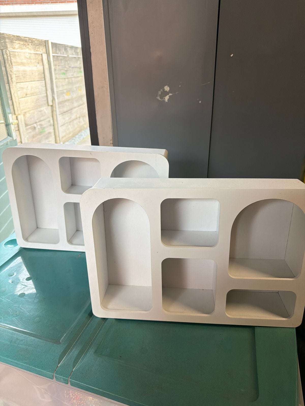 Witte decoratieve opbergrekjes (set van 2), Hout, Ophalen of Verzenden, Zo goed als nieuw, Modern