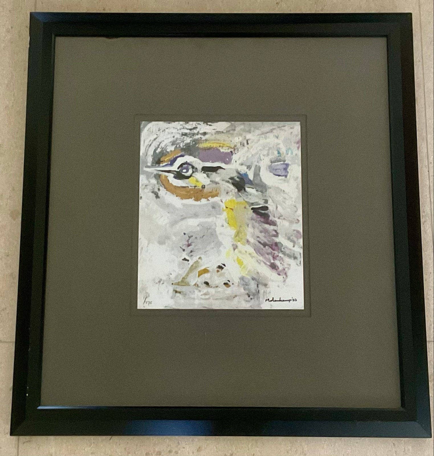 Litho 1/75 van Molenkamp, ingelijst met glasplaat, Gelimiteerde oplage, Ophalen, Abstract, Lithografie