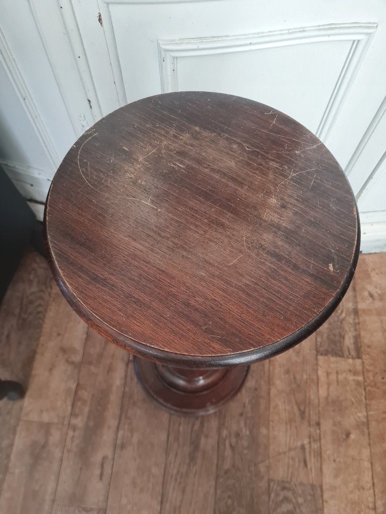 Antieke houten pilaar massief  plantentafel pied de stalle, Heikant 21 Kaatsheuvel, Belle Vieille Brocante, Ophalen of Verzenden