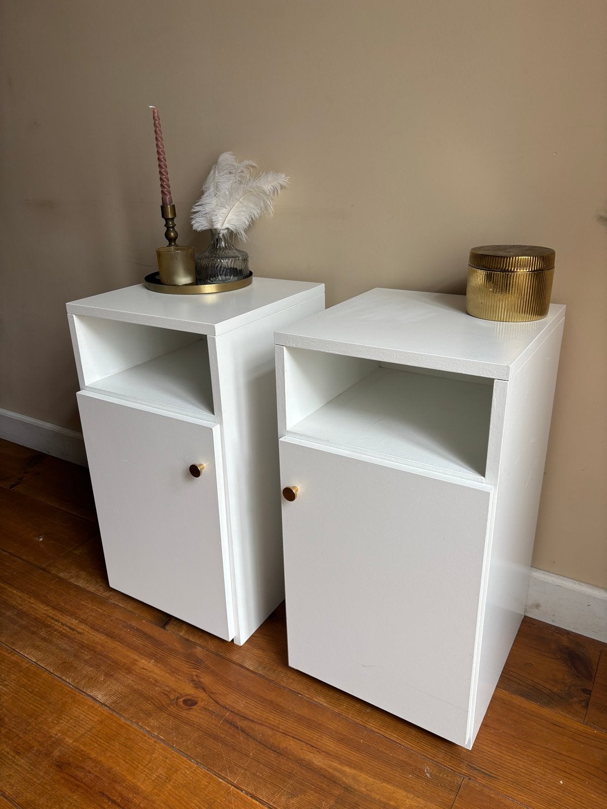 Set van 2 mooie witte nachtkastjes, Ophalen, Gebruikt, Minder dan 45 cm, 55 tot 70 cm