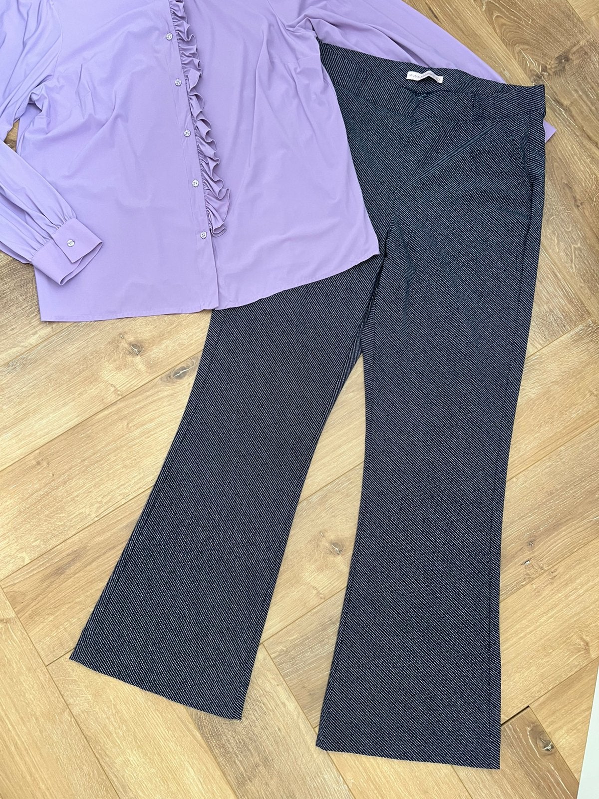 Studio anneloes set L - Lila blouse L & flair stripe broek, Zwart, Maat 42/44 (L), Ophalen of Verzenden, Zo goed als nieuw