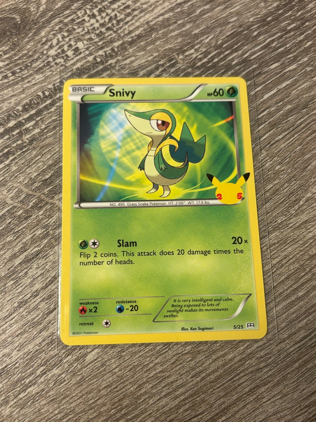 Snivy 5/25 McDonalds 25th Anniversary Pokémon kaart, Ophalen of Verzenden, Zo goed als nieuw, Losse kaart