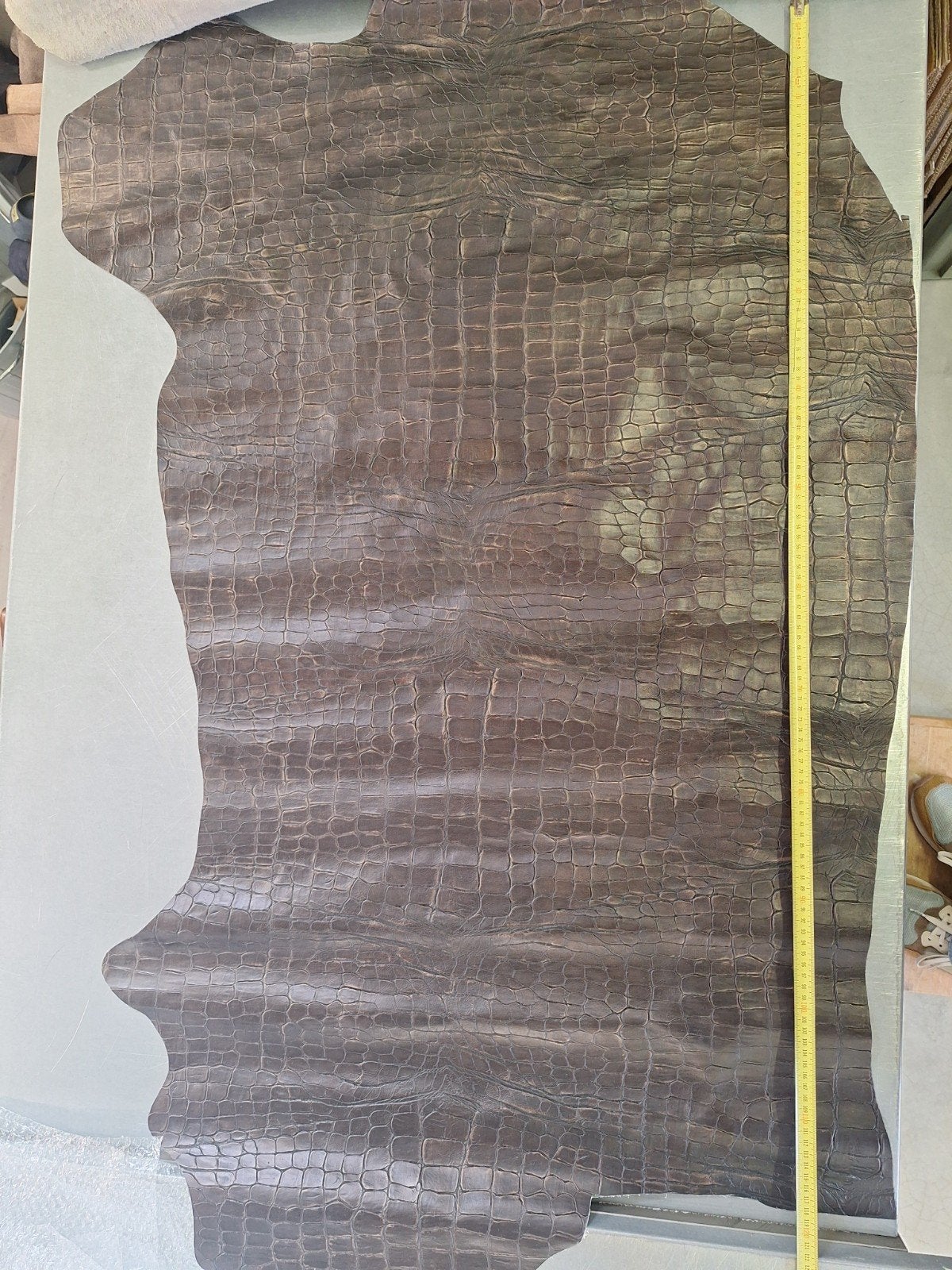 Donkerbruin Krokodillenleer - Echt Leer, Ophalen of Verzenden, Leer of Kunstleer, 30 tot 200 cm, 30 tot 120 cm
