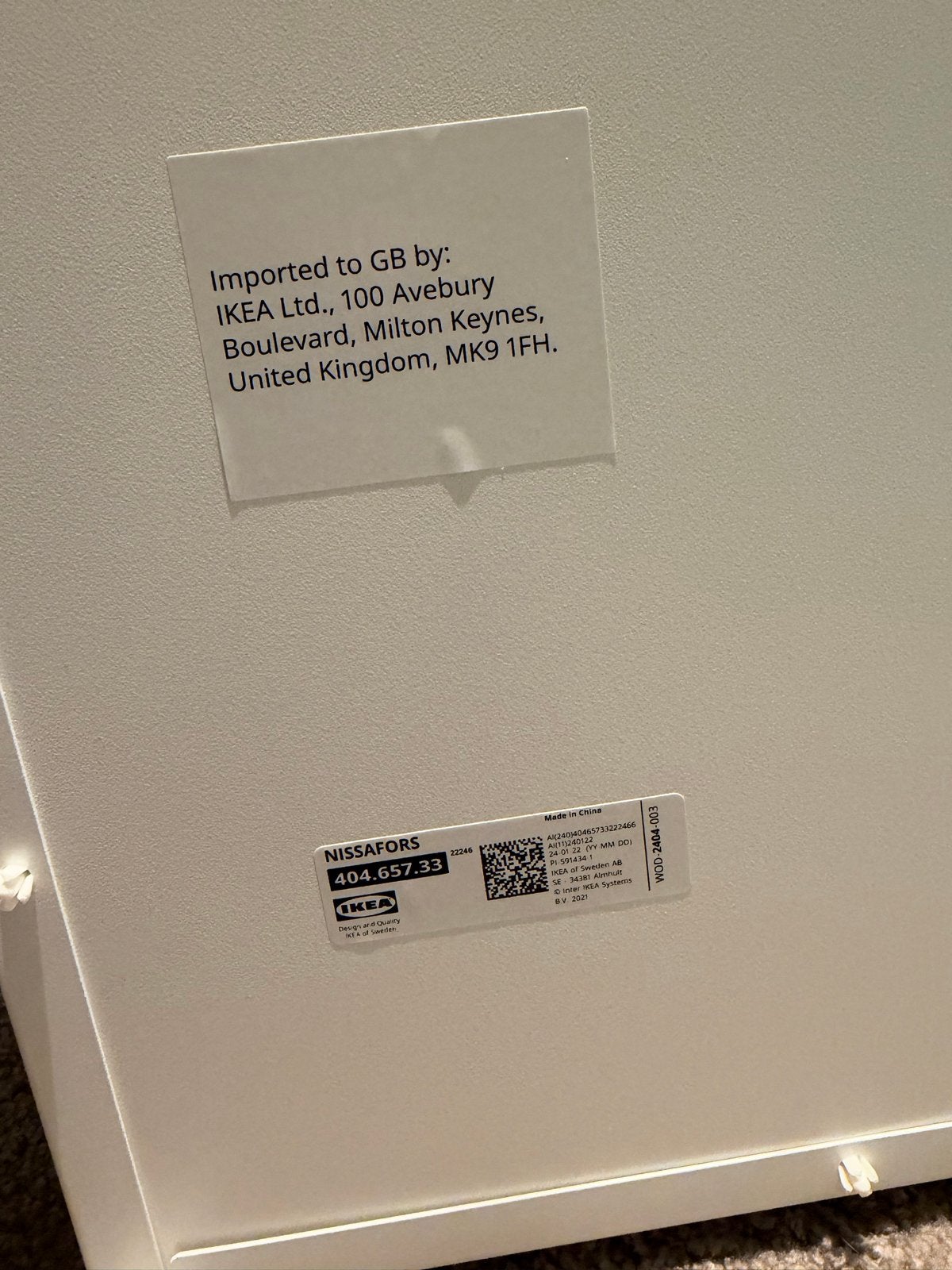 Ikea NISSASFORS Roltafel Wit - Zonder Wieltjes, Huis en Inrichting, Ophalen, Gebruikt