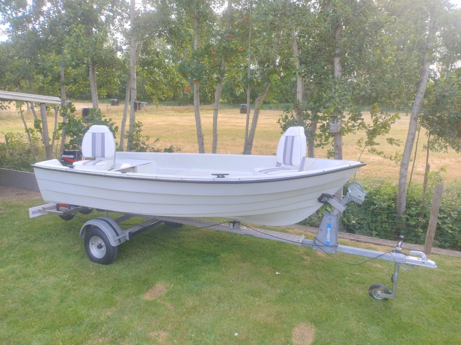 Vis- en pleziervaart Garda 430 met trailer en 5pk Mercury, Ophalen, Gebruikt, Tot 10 pk, 5 pk