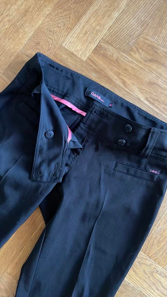 Cars zwarte polyesther broek mt 36-38, Zwart, Ophalen of Verzenden, Zo goed als nieuw, Maat 36 (S)