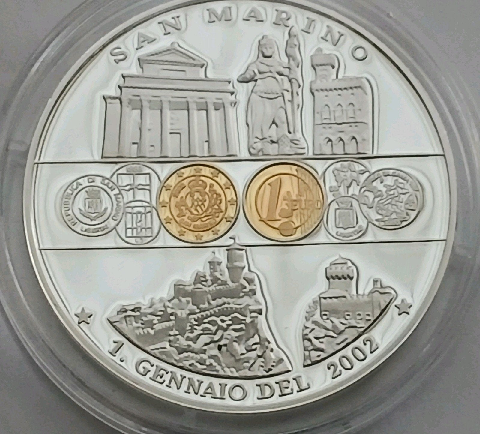 San Marino 1 Euro 2002 Prachtige Proof Penning Munt Token EU, Ophalen of Verzenden