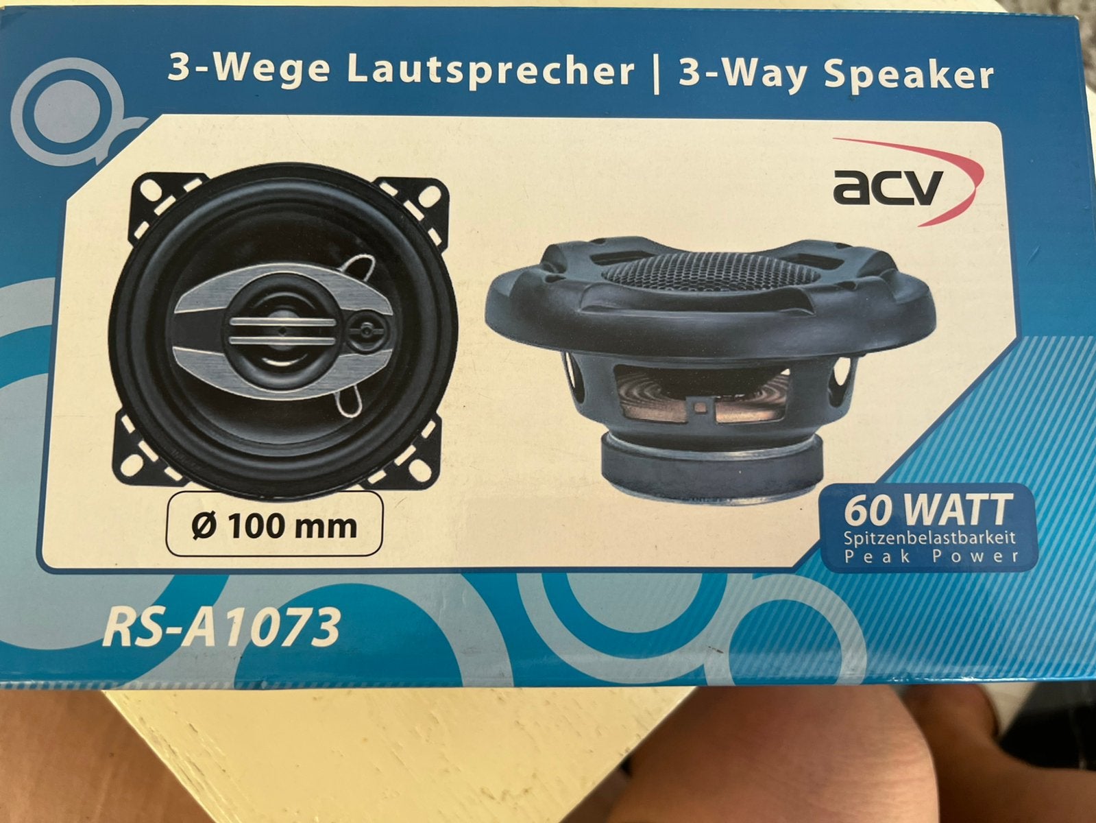 Nieuwe ACV RS-A1073 3-weg luidspreker 100mm 60W, Ophalen of Verzenden, Nieuw