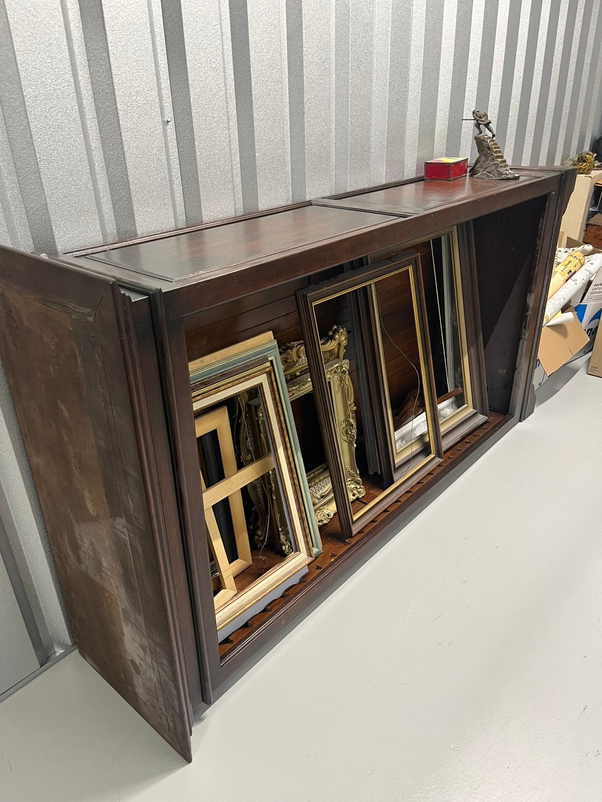 Klassieke open mahoniehouten boekenkast, Ophalen, Met plank(en), Gebruikt, 100 tot 150 cm