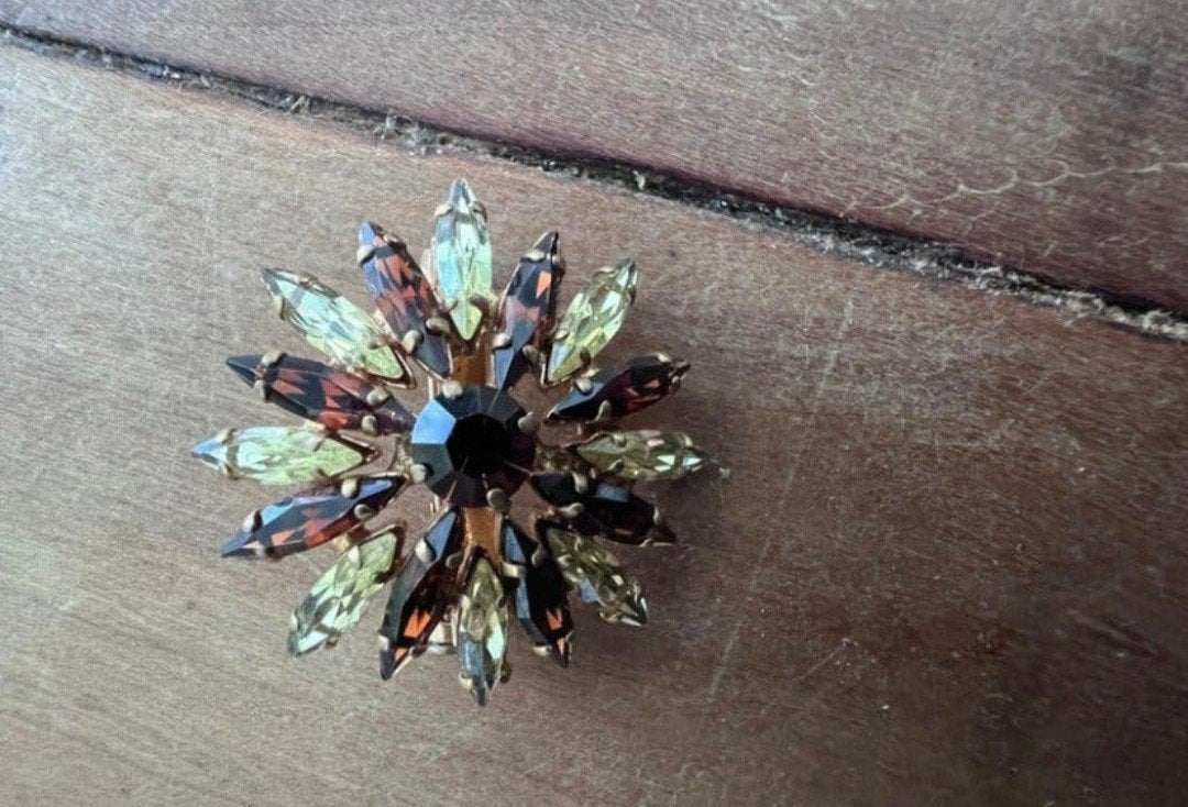 Vintage Strass Broche Bloem - Jaren 50/60, Overige materialen, Minder dan 4 cm, Ophalen of Verzenden, Zo goed als nieuw