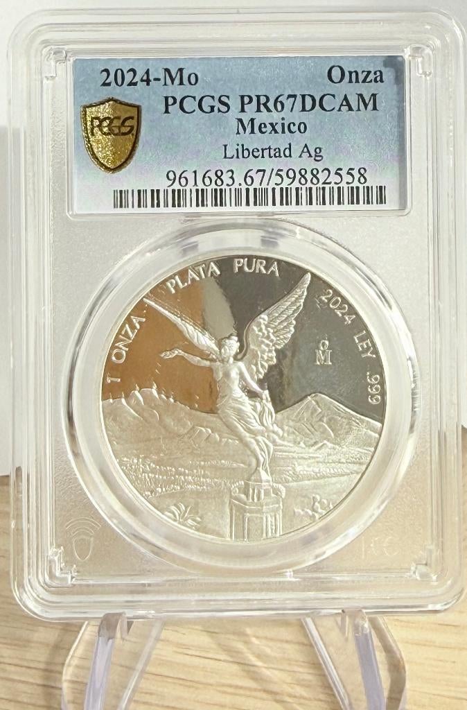 2024 Mexico Onza Libertad 1 oz silver proof PGCS PR67DCAM, Postzegels en Munten, Munten | Amerika, Ophalen, Midden-Amerika, Losse munt