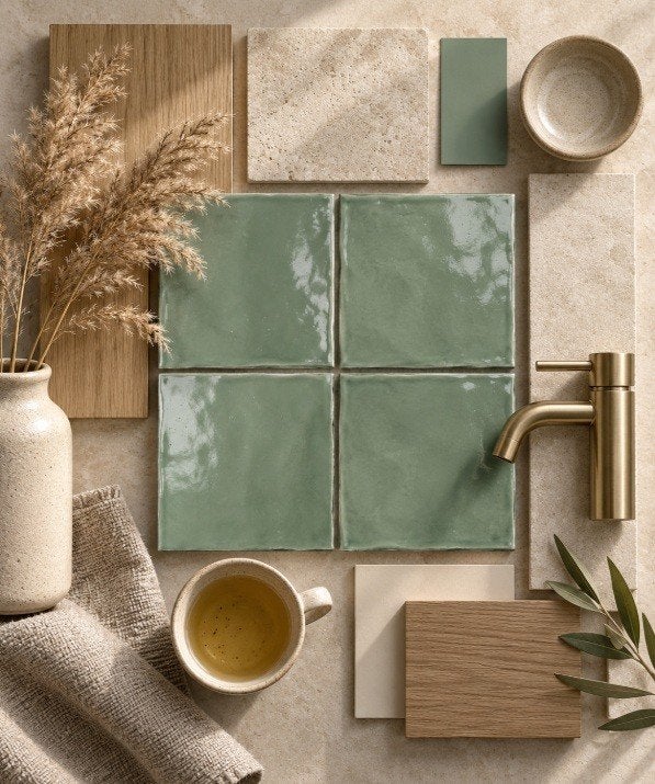 Handvormtegels Mindelo Glans Jade 13x13 cm – keuken, Overige typen, Nieuw, Ophalen of Verzenden, 13 cm