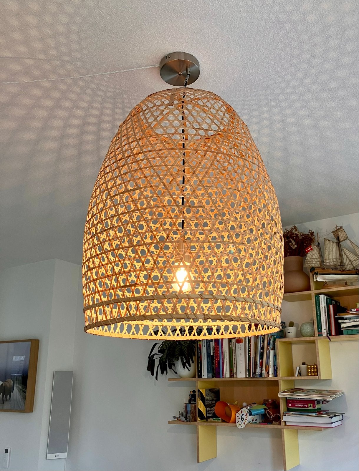 KARWEI Hanglamp Tara - Bamboe/Rotan, Ophalen, Zo goed als nieuw, Natuurlijk materiaal, E27 (groot)