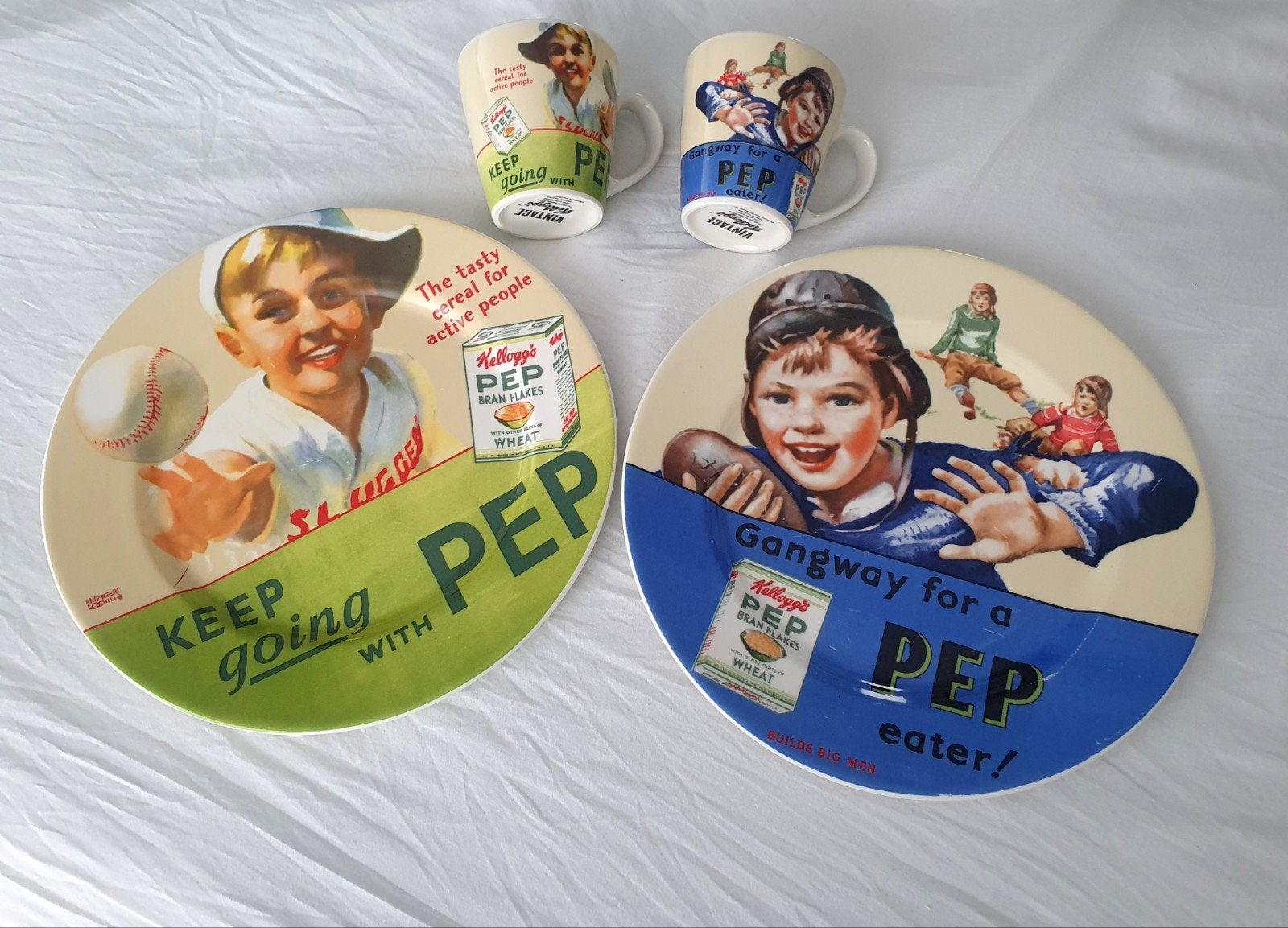 Vintage Kellogg's Pep Servies: Borden en Mokken, Ophalen of Verzenden