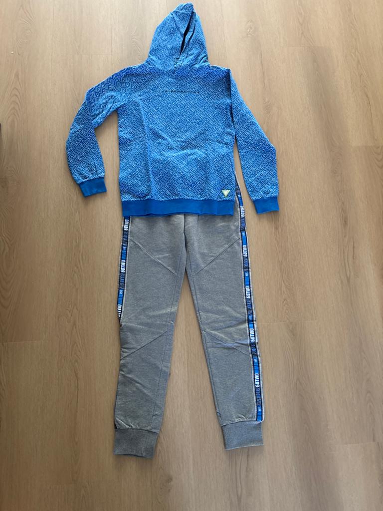 WE Joggingpak 170/176- Blauwe hoodie en grijze joggingbroek, Ophalen of Verzenden, Zo goed als nieuw, Jongen, Sport- of Zwemkleding