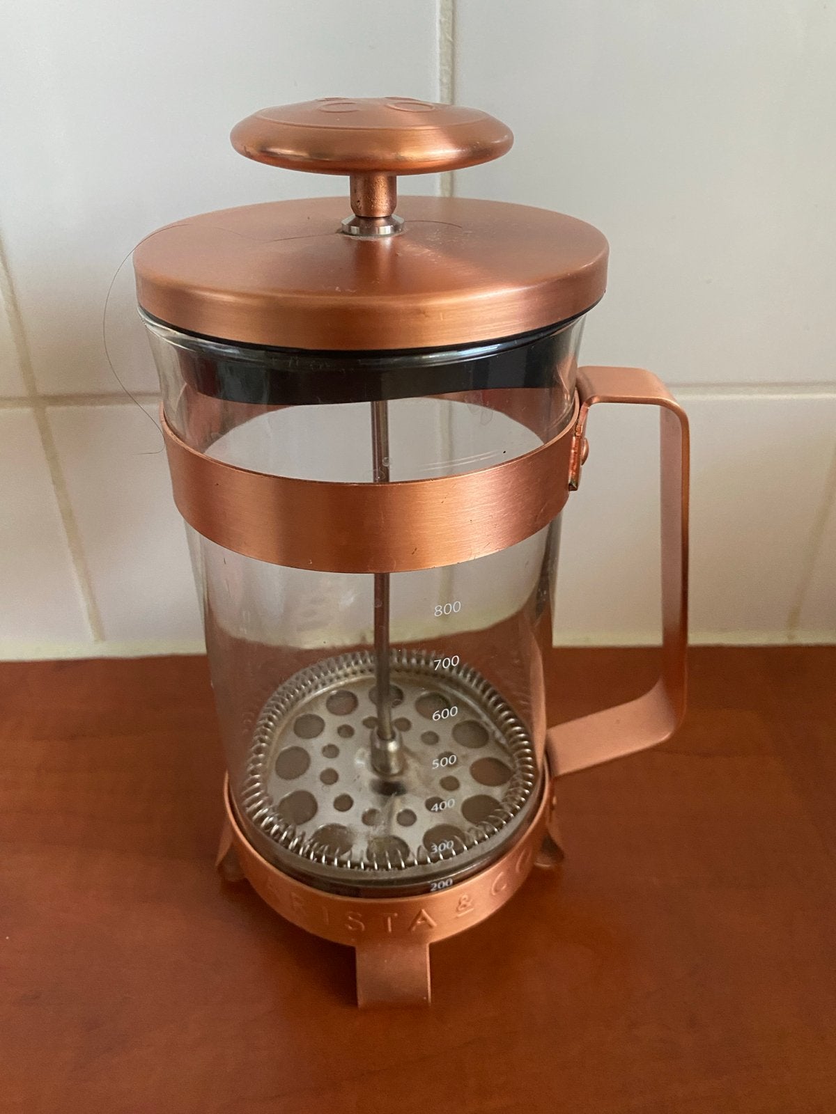 Barista & Co French Press/Plunger - Koperkleur, Overige modellen, Gemalen koffie, Ophalen of Verzenden, Zo goed als nieuw