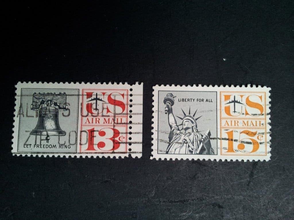 Amerika USA luchtpostzegels vliegtuig gestempeld, Ophalen of Verzenden, Gestempeld, Noord-Amerika