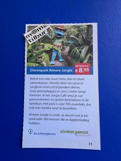 Dierenpark Almere Jungle entree €8,95 p.p. tot 1-7-2027, Drie personen of meer, Ticket of Toegangskaart