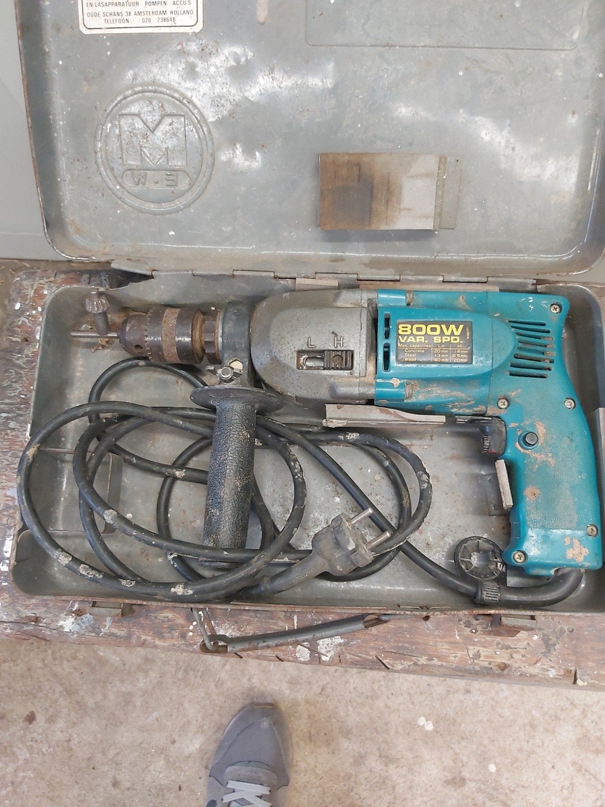 Boormachine 800W - Gebruikt maar functioneel, Variabele snelheid, Ophalen, Boormachine, Gebruikt