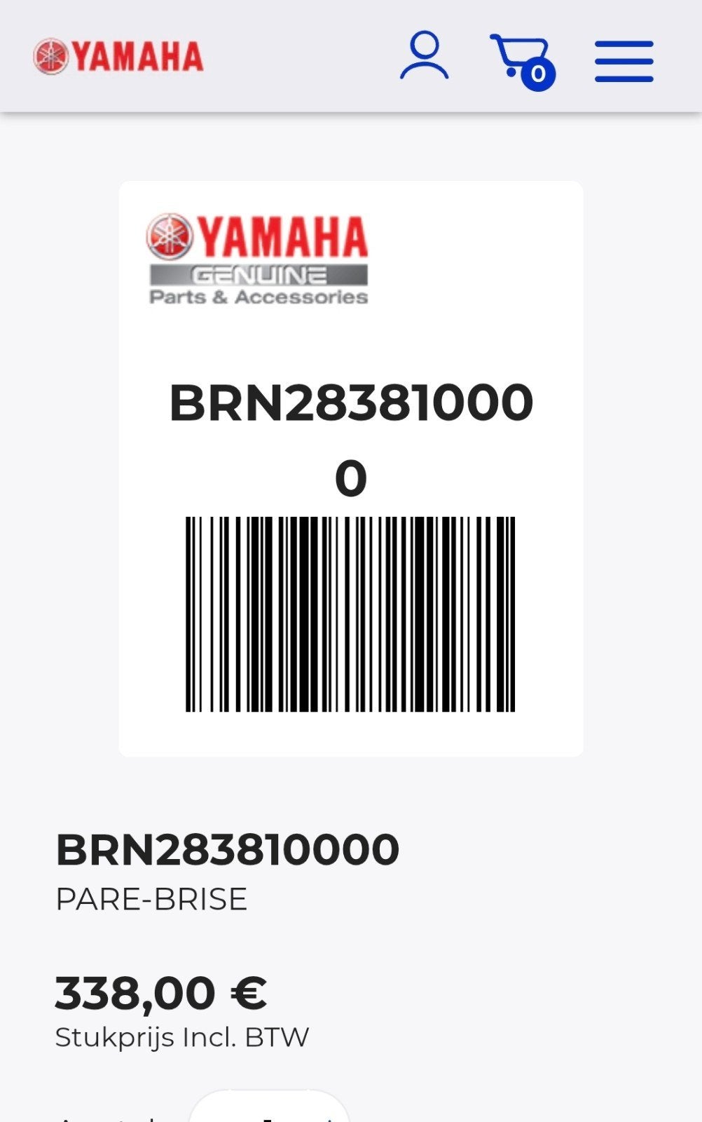 Yamaha Tracer 9 25/26 BRN283810000 Windscherm ruit origineel, Ophalen of Verzenden