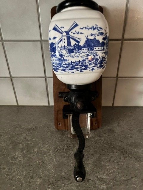 Oudhollandse koffiemolen wit blauw, Ophalen of Verzenden