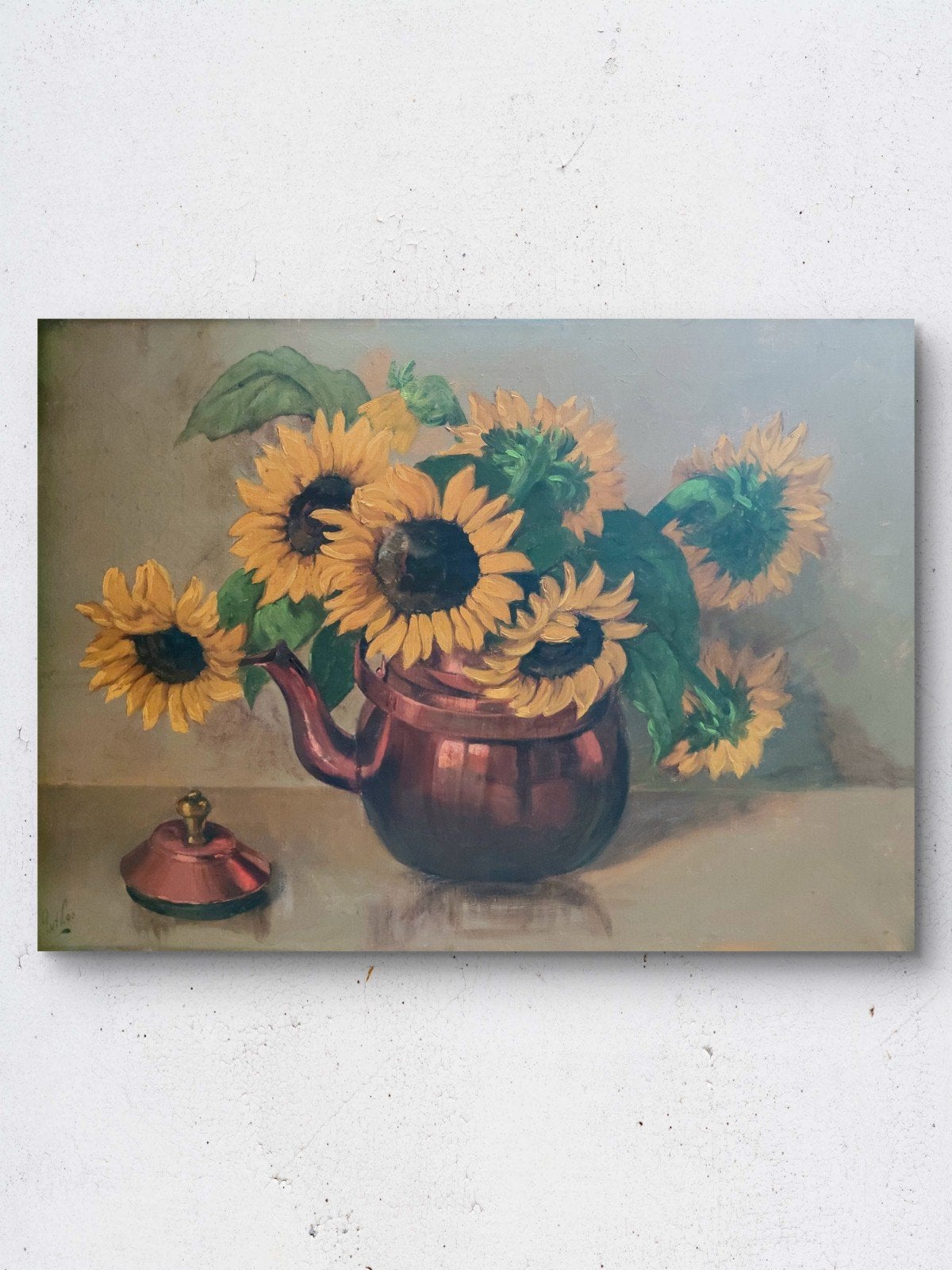 zonnen bloemen, olieverf op doek, Bloemen, Doek, Ophalen of Verzenden, Olieverf