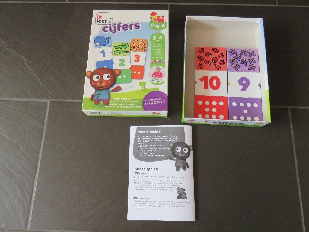Ik leer cijfers, Playlab, voor 3-4 jaar. Puzzelen, tellen, Ophalen of Verzenden, Minder dan 10 stukjes, Gebruikt, 2 tot 4 jaar
