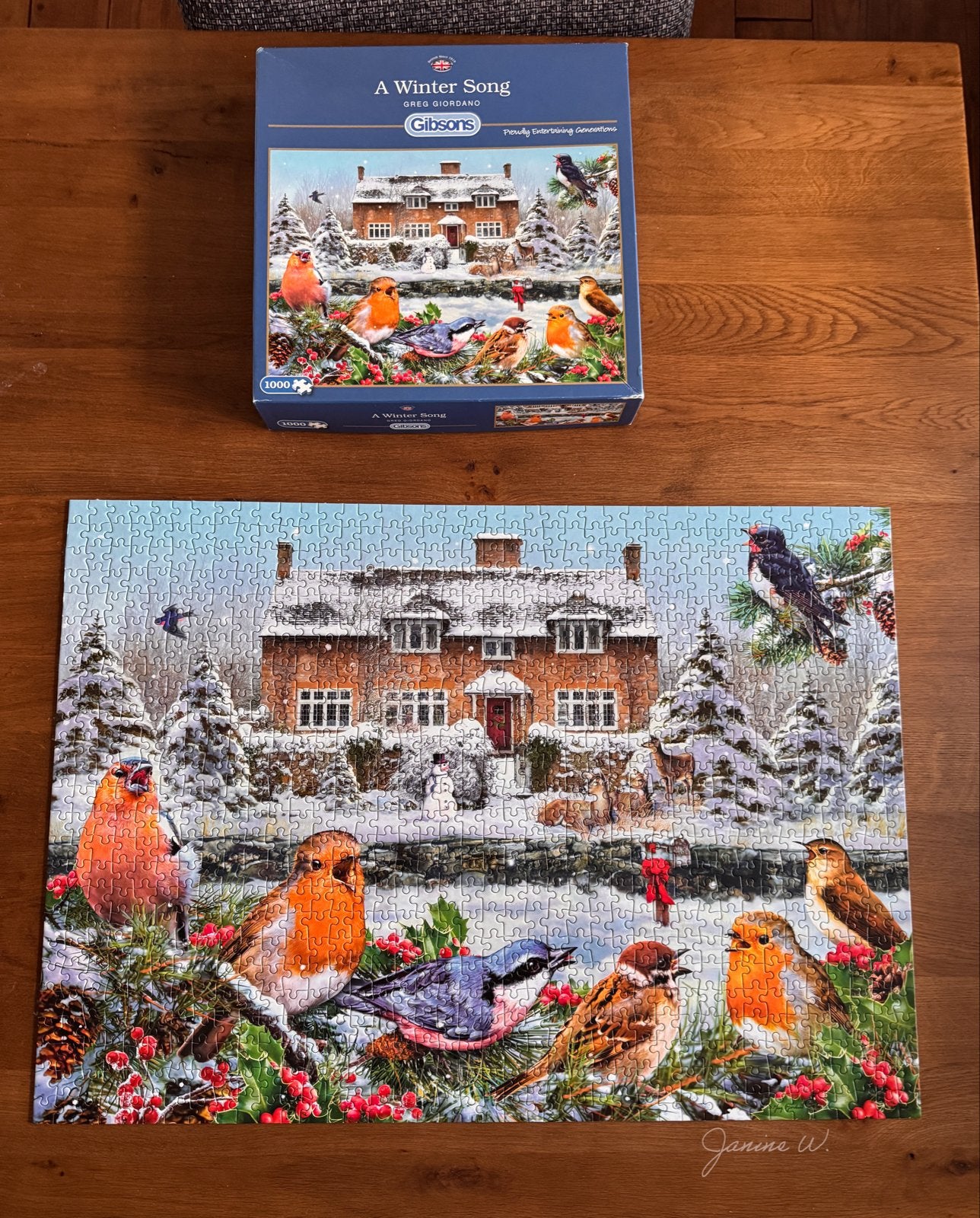 Gibsons puzzel 'A Winter Song' 1000 stukjes, Ophalen of Verzenden, 500 t/m 1500 stukjes, Zo goed als nieuw