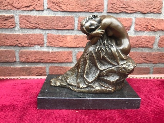 rustende schoonheid, brons en marmer, Ophalen of Verzenden, Brons