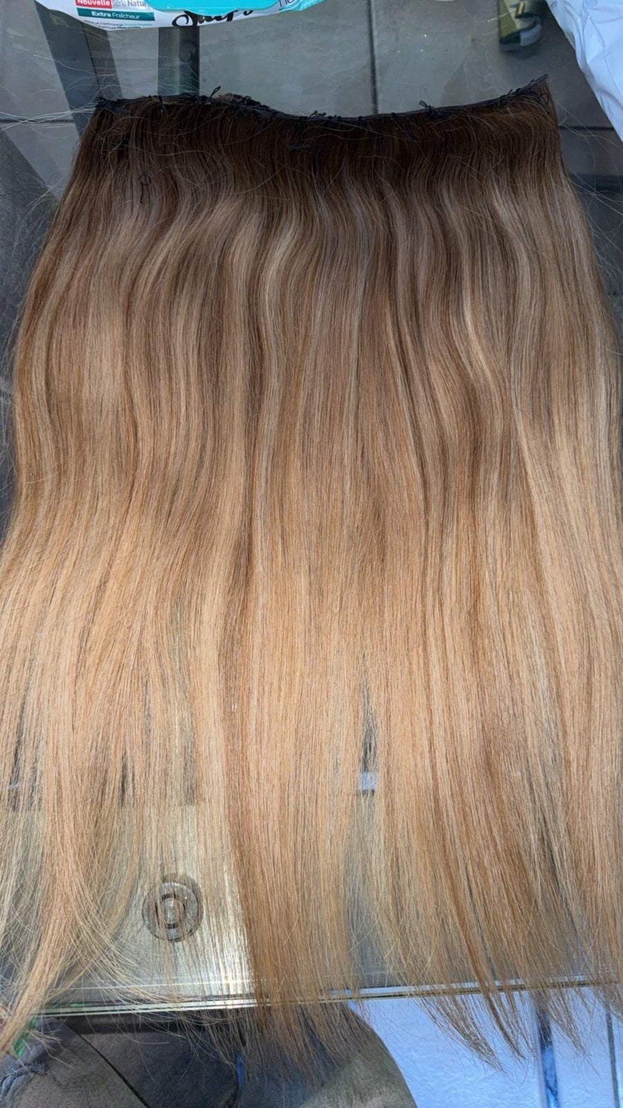 Genius weft blond 150 gram, Ophalen of Verzenden, Zo goed als nieuw, Pruik of Haarverlenging