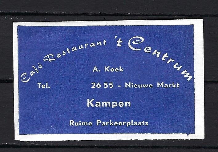 746 Kampen cafe rest 't CENTRUM, Ophalen of Verzenden, Nederland