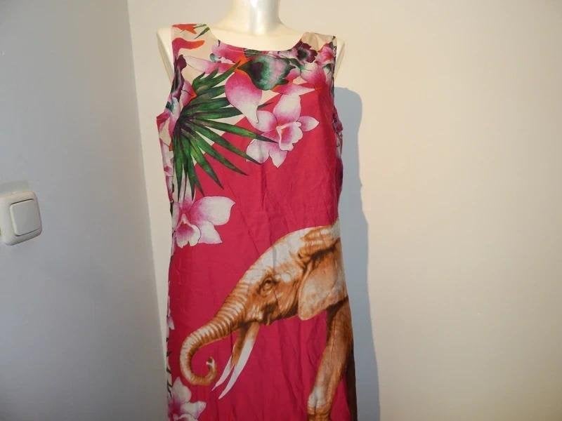 Kenzo lange zomerse jurk zijde olifant bloemen print XL, Verzenden, Kenzo, Maat 46/48 (XL) of groter, Roze