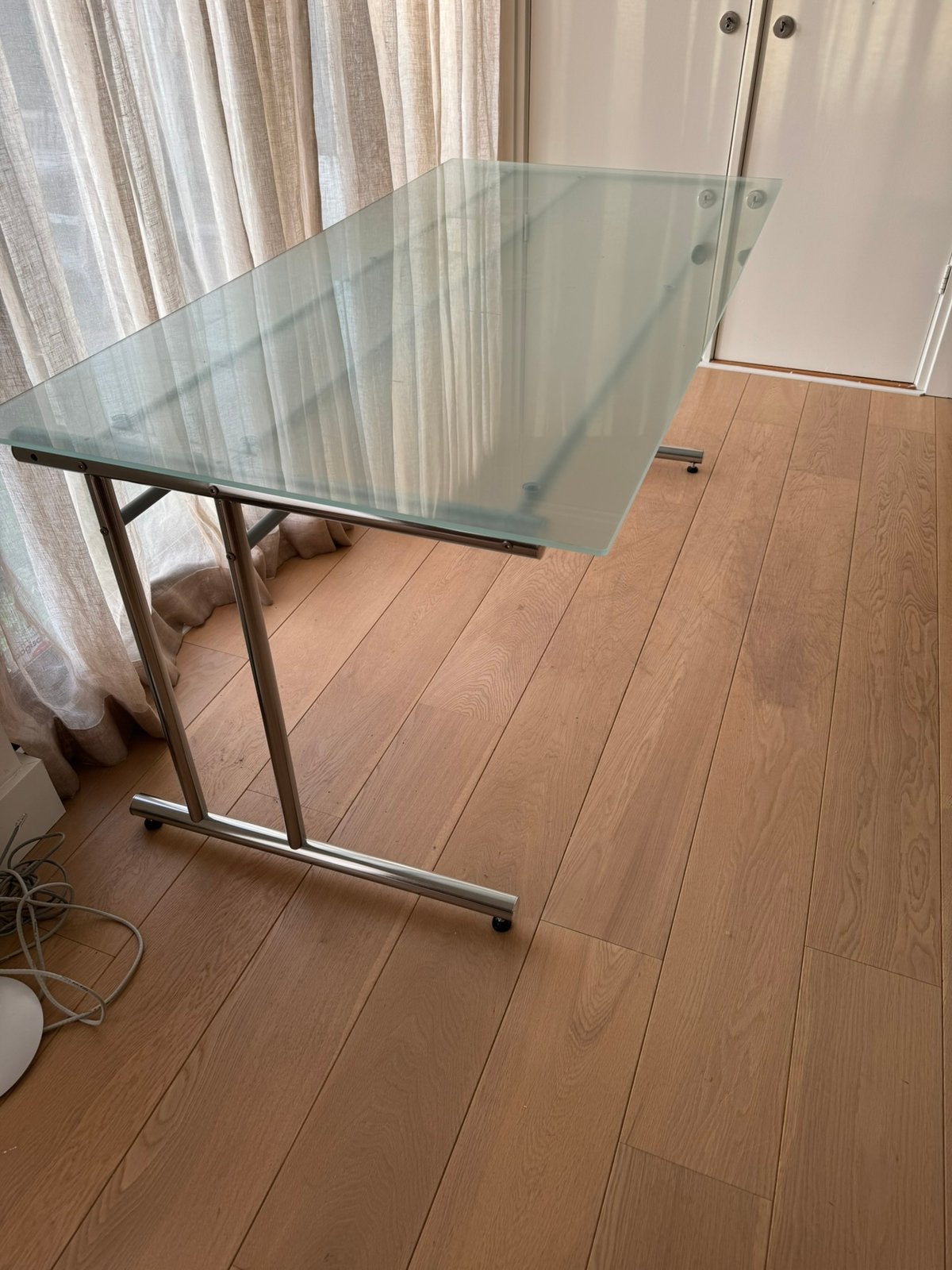 Bureau glazen blad 160x80x73 nieuw, Ophalen, Nieuw, Industrieel, Zilver