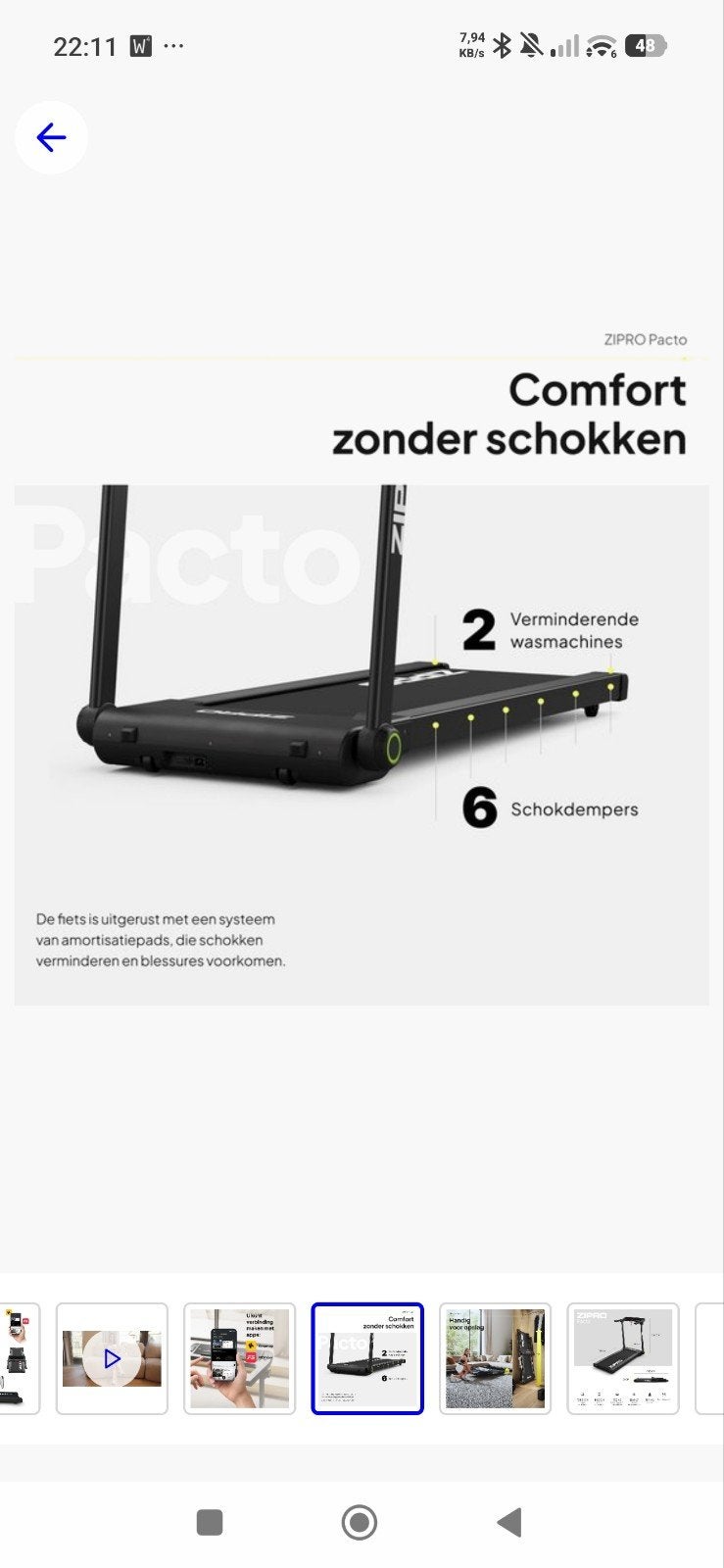 ZIPRO PACTO Loopband - Opvouwbaar, Bluetooth, LED Display, Ophalen, Zo goed als nieuw, Metaal, Loopband