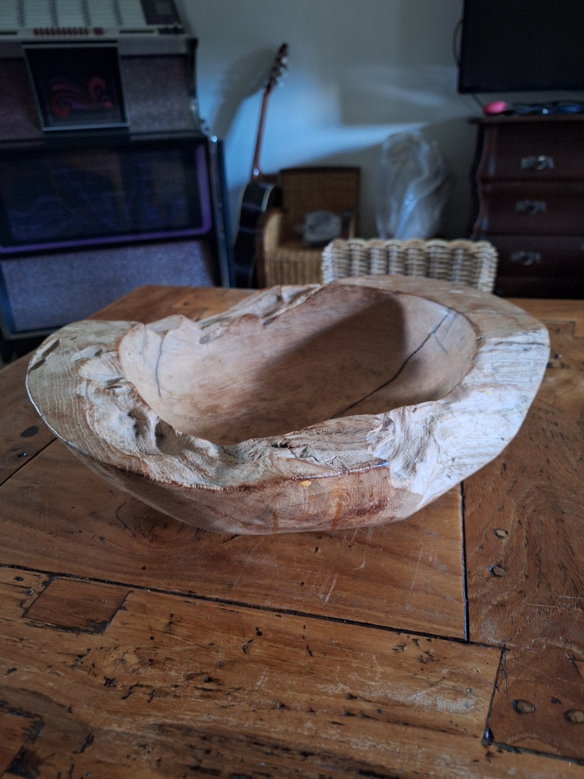 Teak houten ( fruit) schaal, Ophalen of Verzenden, Rond, Hout