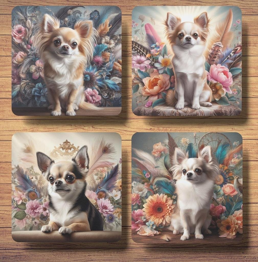 Chihuahua Barok stijl onderzetters met houder, Ophalen of Verzenden, Nieuw