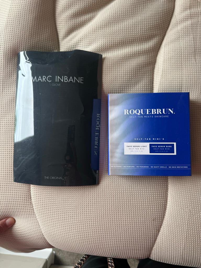 Zelfbruiner set: handschoen en mini serums marc inbane, Ophalen of Verzenden, Nieuw, Overige typen