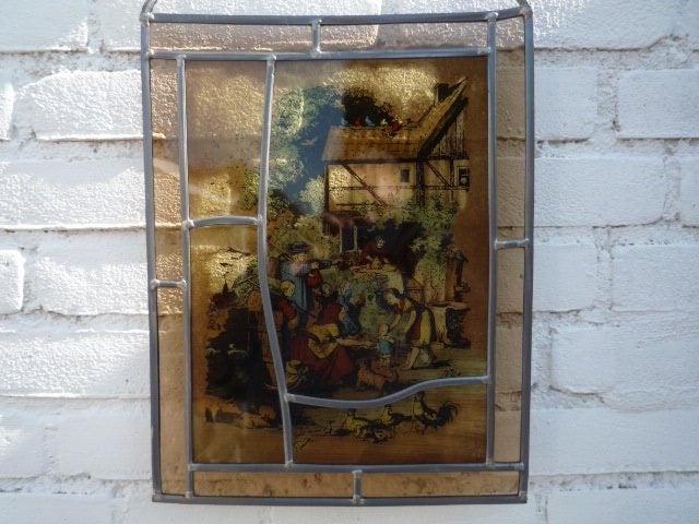 Glas in  Lod schilderij, Minder dan 50 cm, Ophalen of Verzenden, Zo goed als nieuw, Schilderij