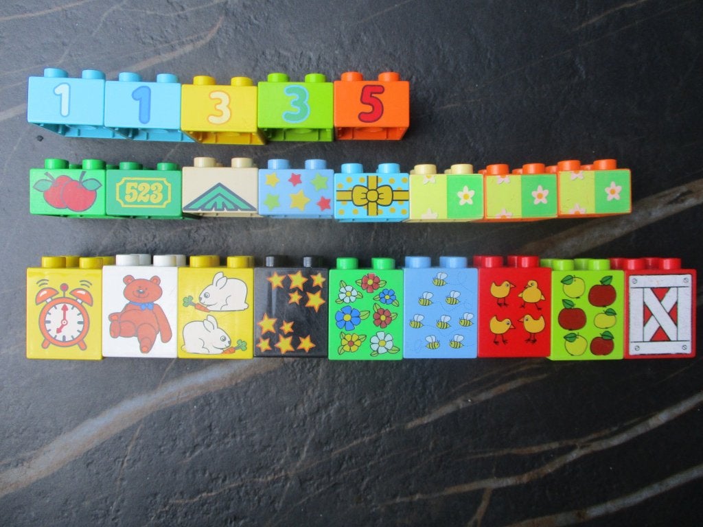 Lego Duplo 4-nops blokken bedrukt, Ophalen of Verzenden, Zo goed als nieuw, Losse stenen, Duplo