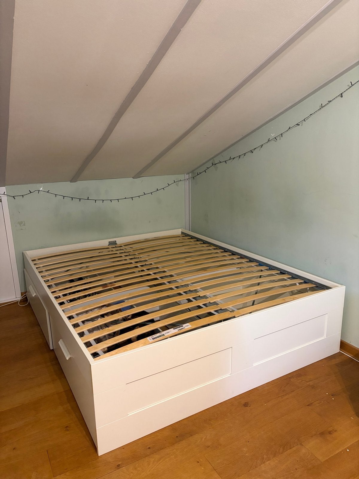 Tweepersoonsbed met 4 lades, 160x200 cm, Huis en Inrichting, Slaapkamer | Bedden, Ophalen, Gebruikt, Wit, Tweepersoons