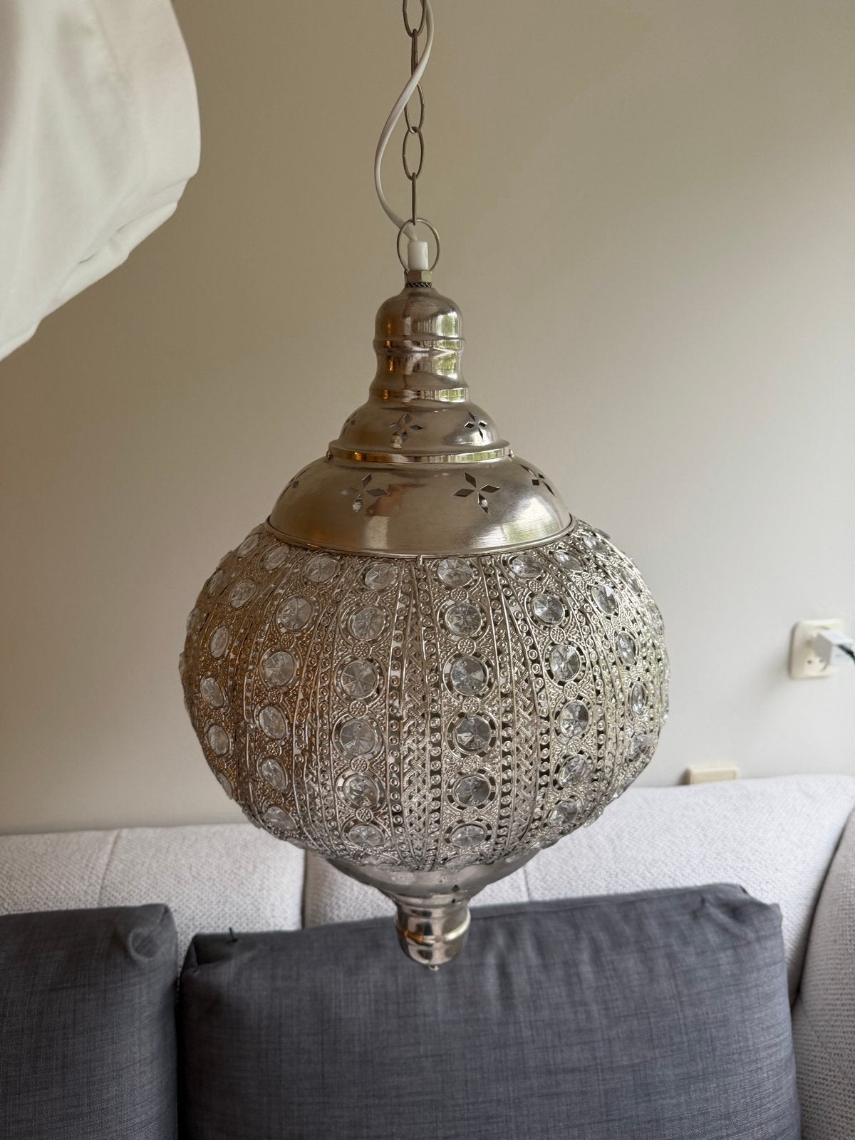 2x Marokkaanse oosterse hanglamp met kristallen, Ophalen, Zo goed als nieuw, Metaal, Overige fittingen