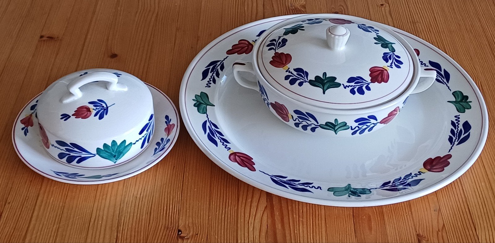 Boerenbont gebakschaal, dekschaal en botervloot, Ophalen