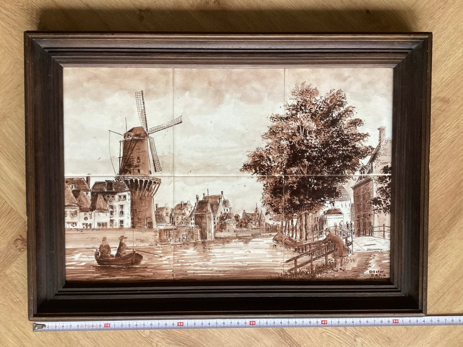 Delfts Blauw Tegeltableau Molenlandschap, Ophalen of Verzenden