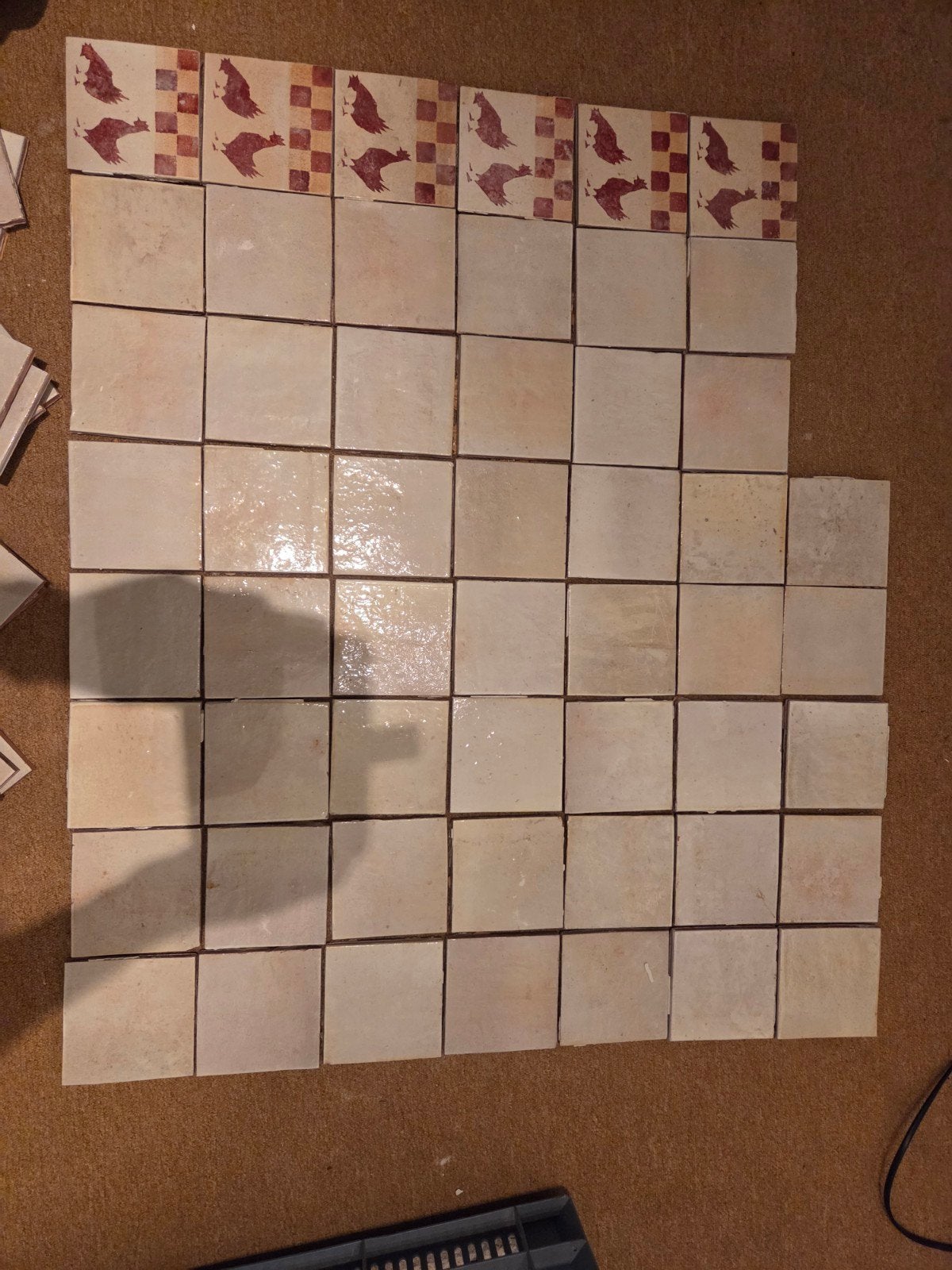 Handvorm tegeltjes 12x12cm met kip/haan motief, Doe-het-zelf en Verbouw, Tegels, Ophalen, Gebruikt, Minder dan 20 cm, Minder dan 20 cm
