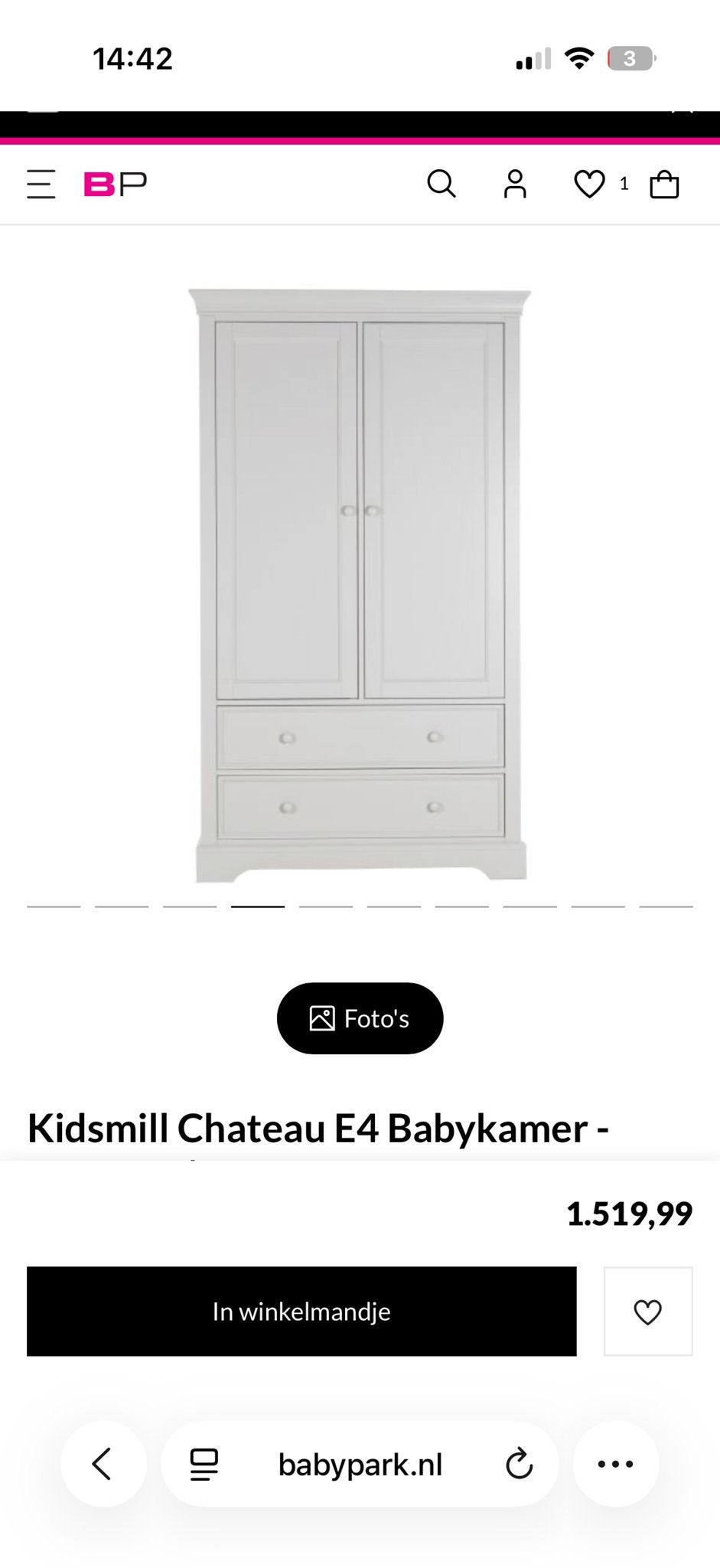 Kidsmill Chateau E4 Babykamer - Complete set