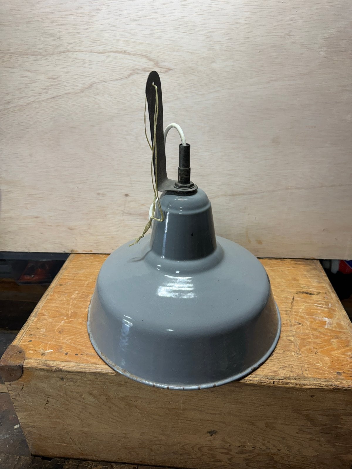 Industriële emaille hanglamp grijs, wit, Ø 30,5 cm, Ophalen of Verzenden