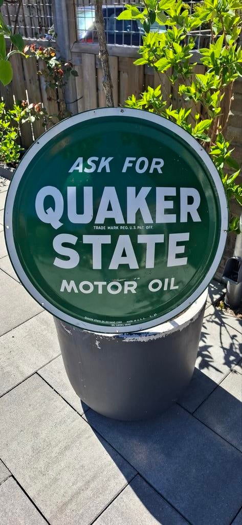 Vintage Quaker State Motor Oil Reclamebord, Antiek en Kunst, Curiosa en Brocante, Ophalen of Verzenden