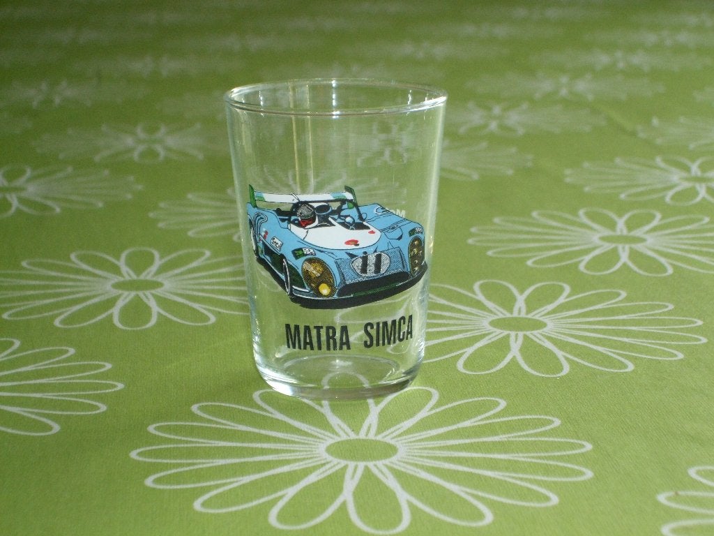 Vintage Matra Simca glas met Franstalige specificaties, Ophalen of Verzenden, Zo goed als nieuw, Auto's