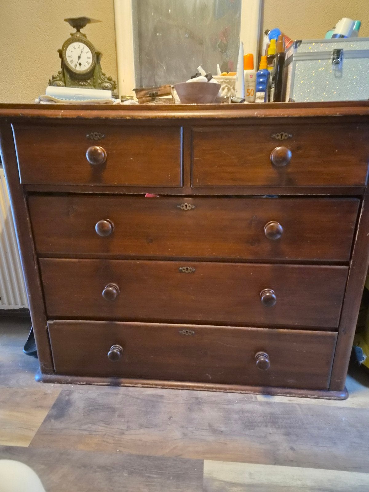 Antieke Engelse Victoriaanse lade kast(commode) mahoniehout, Antiek en Kunst, Antiek | Meubels | Kasten, Ophalen